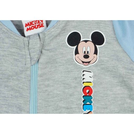 Hosszú ujjú, elöl cipzáras overálos pizsama Mickey mintával