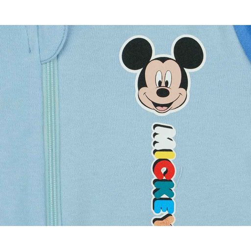 Hosszú ujjú, elöl cipzáras overálos pizsama Mickey mintával