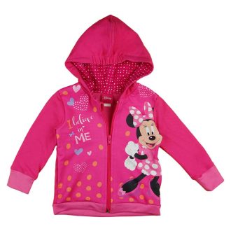 Belül bolyhos kapucnis kislány kardigán Minnie egér mintával   Belül bolyhos kapucnis kislány kardigán Minnie egér mintával