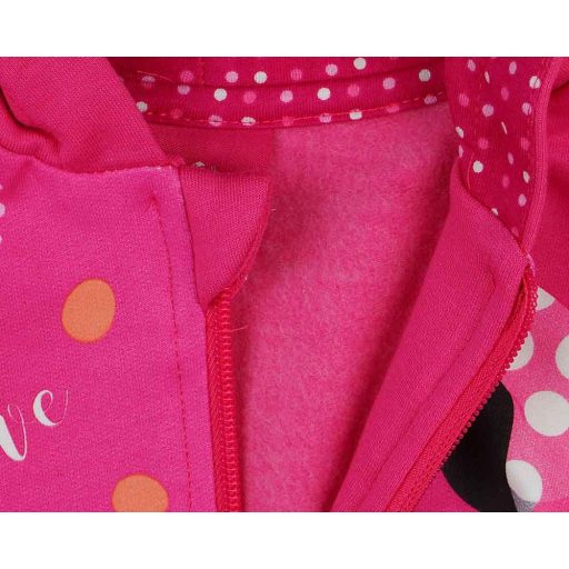 Belül bolyhos kapucnis kislány kardigán Minnie egér mintával