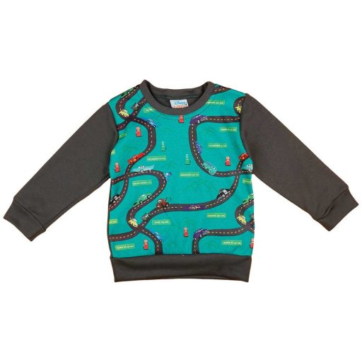 2 részes kisfiú pizsama autós mintával