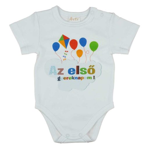 Gyereknapos rövid ujjú baba body fehér