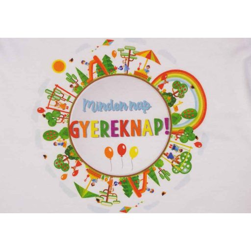 Gyereknapos rövid ujjú gyerek póló fehér