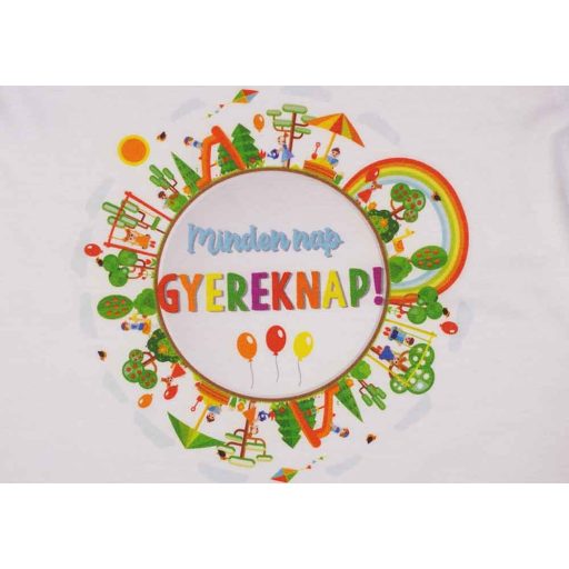 Gyereknapos rövid ujjú gyerek póló fehér