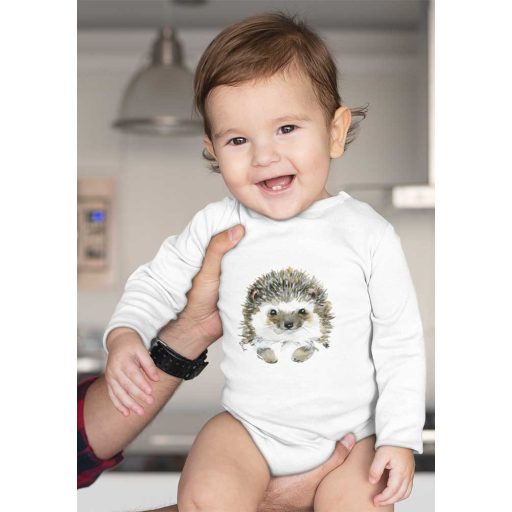 Hosszú ujjú baba body állatos mintával