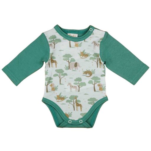 Hosszú ujjú baba body állatos mintával