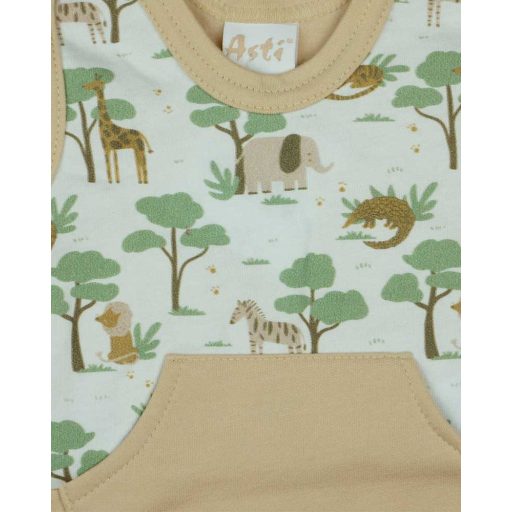 Ujjatlan belül bolyhos baba rugdalózó állatos mintával