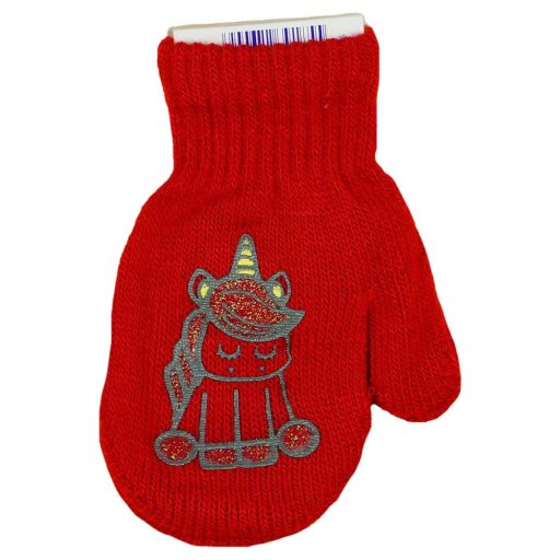 Kötött baba kesztyű Unikornis mintával