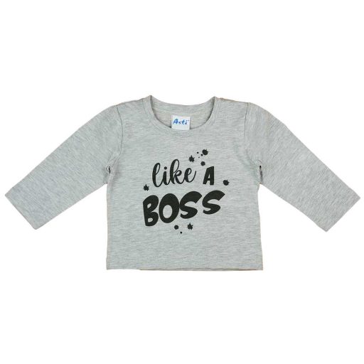 Feliratos hosszú ujjú fiú póló