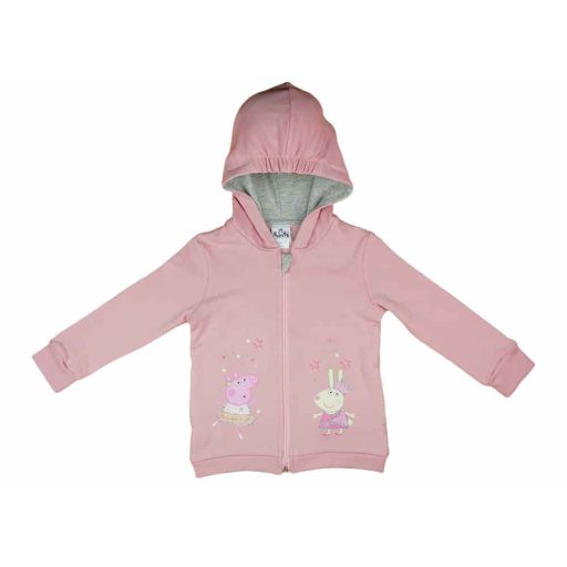 Belül bolyhos kapucnis kislány kardigán Peppa malac mintával