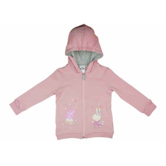 Belül bolyhos kapucnis kislány kardigán Peppa malac mintával   Belül bolyhos kapucnis kislány kardigán Peppa malac mintával