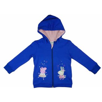 Belül bolyhos kapucnis kislány kardigán Peppa malac mintával   Belül bolyhos kapucnis kislány kardigán Peppa malac mintával