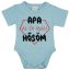Rövid ujjú baba body "Apa az én igazi hősöm" felirattal