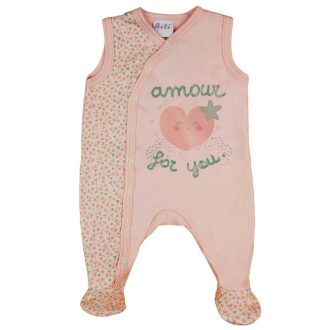 Ujjatlan baba rugdalózó szívecskés mintával Ujjatlan baba rugdalózó szívecskés mintával