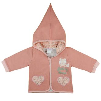 Baba kapucnis kocsikabát cicás mintával Baba kapucnis kocsikabát cicás mintával