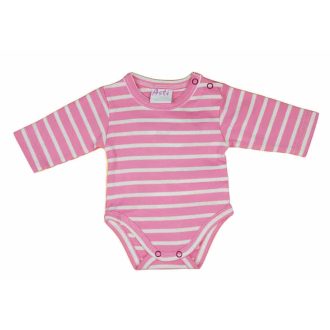 Csíkos vállonpatentos baba body