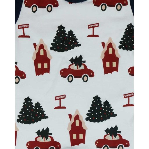 Belül bolyhos hosszú ujjú baba rugdalozó karácsonyi mintával