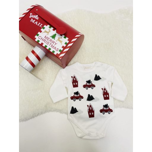 Hosszú ujjú baba body karácsonyi mintával