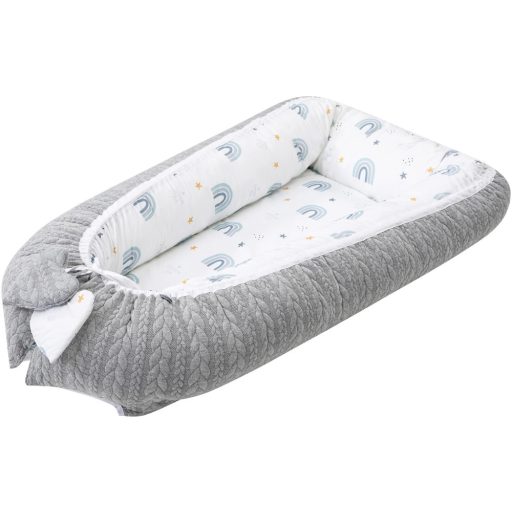 Bubaba babafészek kötött hatású "L" méret- Grey rainbow