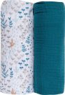 Bubaba muslin pelenka 70x70 cm (2 db)- Türkiz