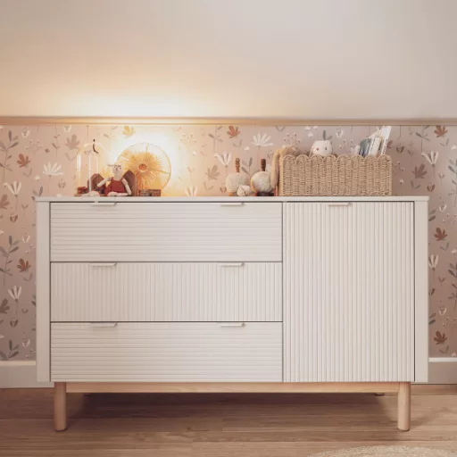 Pinio Miloo champagne 3 fiókos szekrény + 1 ajtó