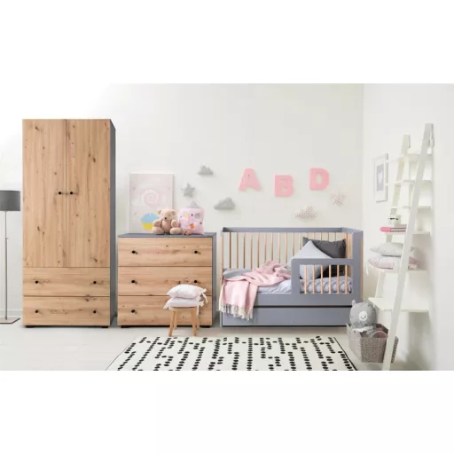 Klups Pauline kétajtós szekrény (grafit-tölgy)