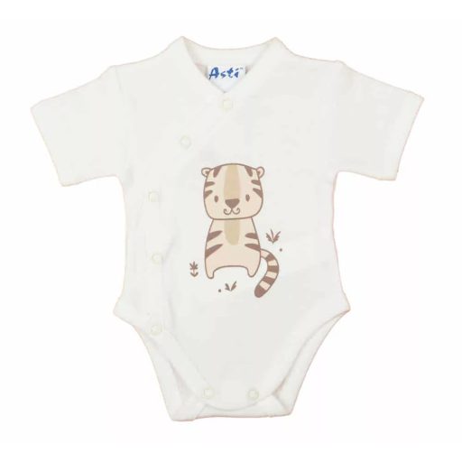 ABR Rövid ujjú átlapolós pamut body - Fehér - Tigris (44)