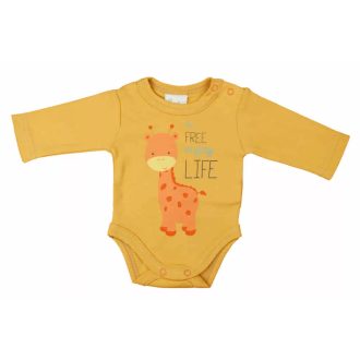 ABR Hosszú ujjú pamut body - Mustár - Zsiráf (44)