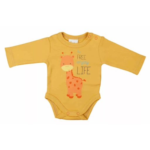 ABR Hosszú ujjú pamut body - Mustár - Zsiráf (68)
