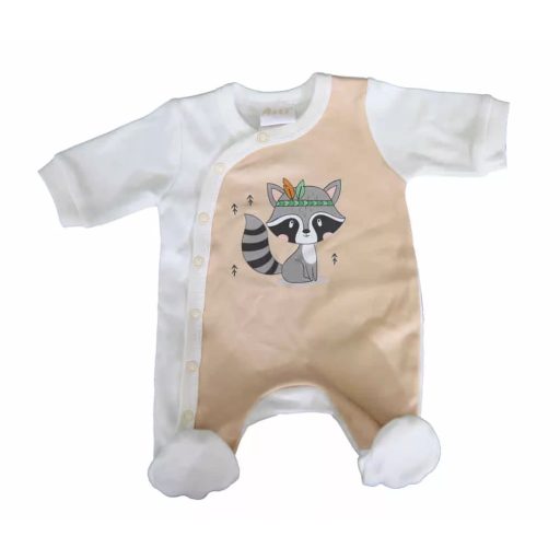 ABR Hosszú ujjú elől patentos pamut rugi - Bézs - Mosómaci (44)