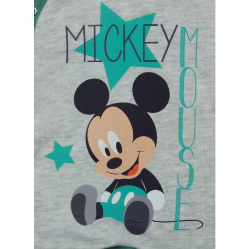 ABR Hosszú ujjú elől patentos pamut rugi - Szürke-Zöld - Mickey egér (62)