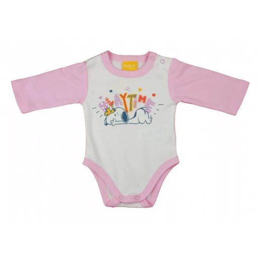 ABR Hosszú ujjú pamut body - Rózsaszín-Fehér - Snoopy (86)