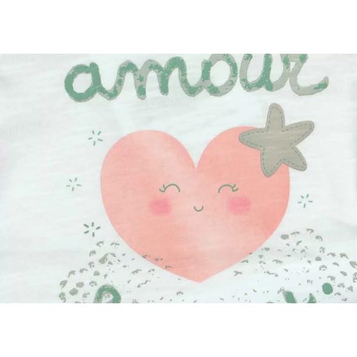 ABR Rövid ujjú fodros body - Fehér - Szivecskés mintával (62)