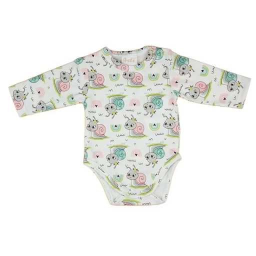 AB Hosszú ujjú pamut body - Fehér - Csiguszok (98)