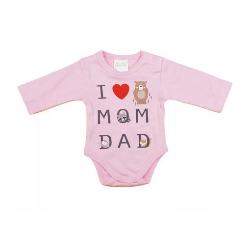 ABR Hosszú ujjú pamut body - Rózsaszín - Mom Dad (44)