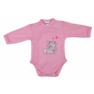 ABR Hosszú ujjú elől patentos pamut body - Rózsaszín - Nyuszika (56)   ABR Hosszú ujjú elől patentos pamut body - Rózsaszín - Nyuszika (56)