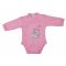 ABR Hosszú ujjú elől patentos pamut body - Rózsaszín - Nyuszika (56)