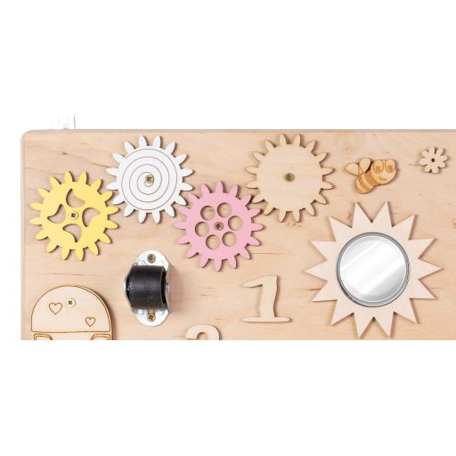 Moni Montessori Fából készült közepes matatófal (50x37.5 cm) - Órás - Lányos
