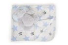 Cangaroo Ajándékdobozos plüss takaró (90x75 cm) - Plüss elefánt játékkal - Kék csillagok