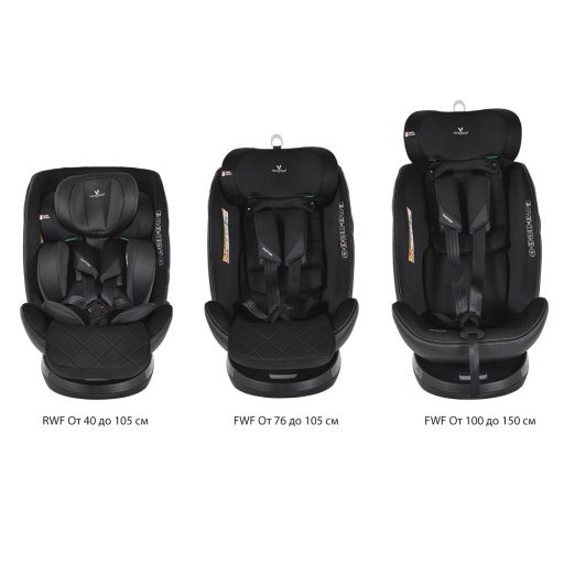 Cangaroo Castor I-Size 360°-ban forgatható ISOFIX gyermekülés, hangjelzéssel (40-150 cm) - Fekete