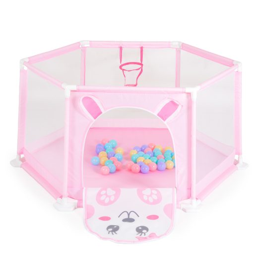 Moni Toys Labdamedence 50db színes labdával 146x65,5cm - Rózsaszín - Nyuszi