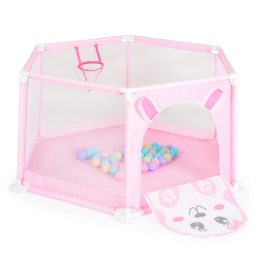 Moni Toys Labdamedence 50db színes labdával 146x65,5cm - Rózsaszín - Nyuszi