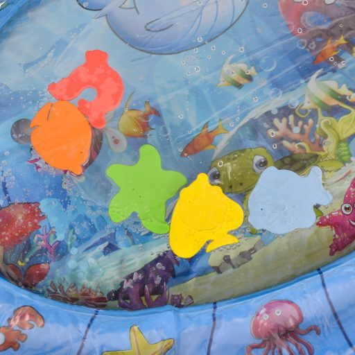 Moni Toys Vízzel tölthető interaktív játszószőnyeg - Teknős alakú - Kék - Halacskák