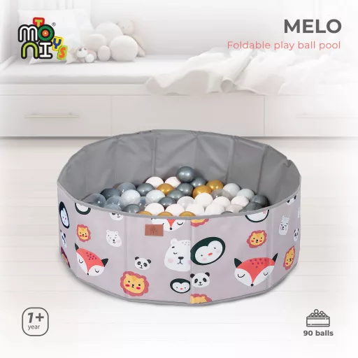 Moni Toys Melo össszecsukható labdamedence 90db labdával - Állatos