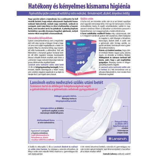 Lansinoh diszkrét és nedvszívó szülés utáni betét 2. héttől (12db)