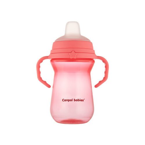 Canpol FirstCup itatópohár szilikonos ivócsőrrel 250ml 6h+ - Rózsaszín