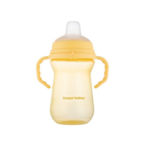 Canpol FirstCup itatópohár szilikonos ivócsőrrel 250ml 6h+ - Sárga