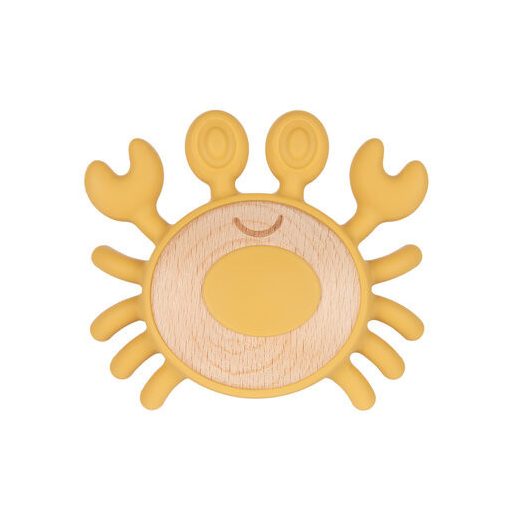 Canpol Babies Fa és szilikon rágóka - Rák - Sárga