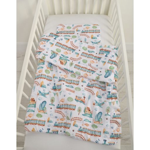 BabyLion Prémium 2 részes ágyneműszett (100x135) - Vonatok