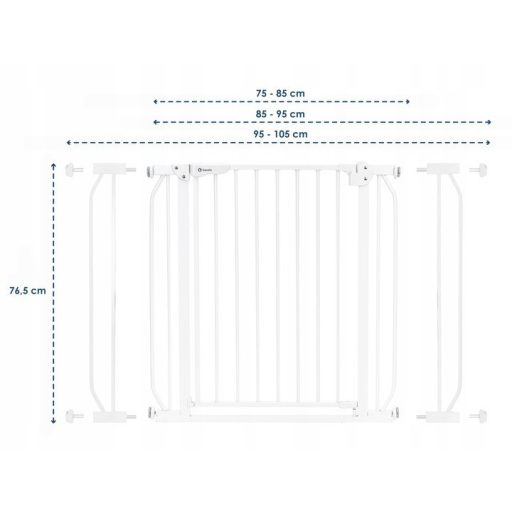 Lionelo Truus Slim biztonsági ajtórács - White (75-105 cm) 2 db toldóval!